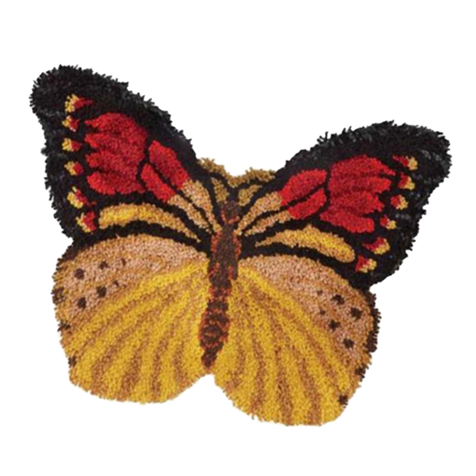 Handmade Latch Hook Rug Kit Butterfly Shaped Carpet Crochet Yarn Kit Latch Hooking Rug Kits Home Decor Festival Gift