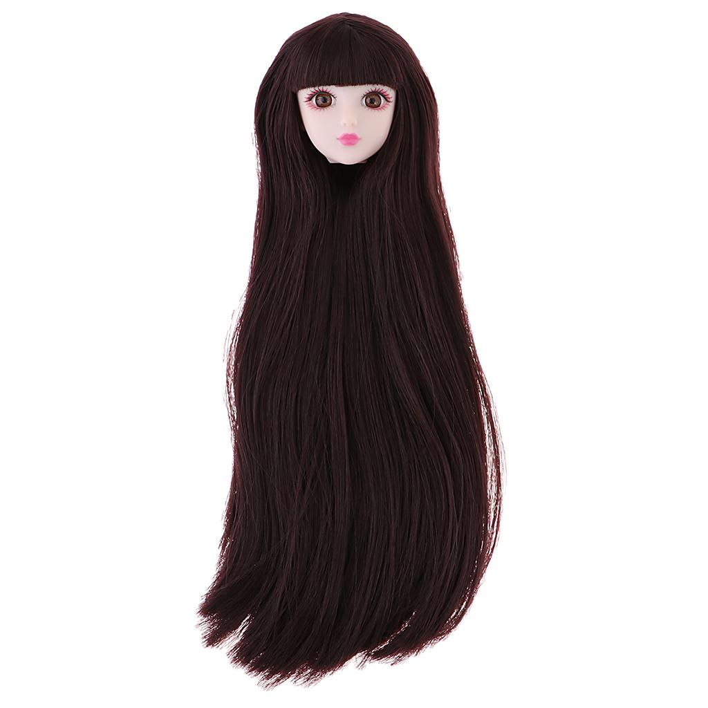 Make-up Head Sculpt with Brown Straight Wig DIY Supplies for 1/6 BJD, XinYi Dolls