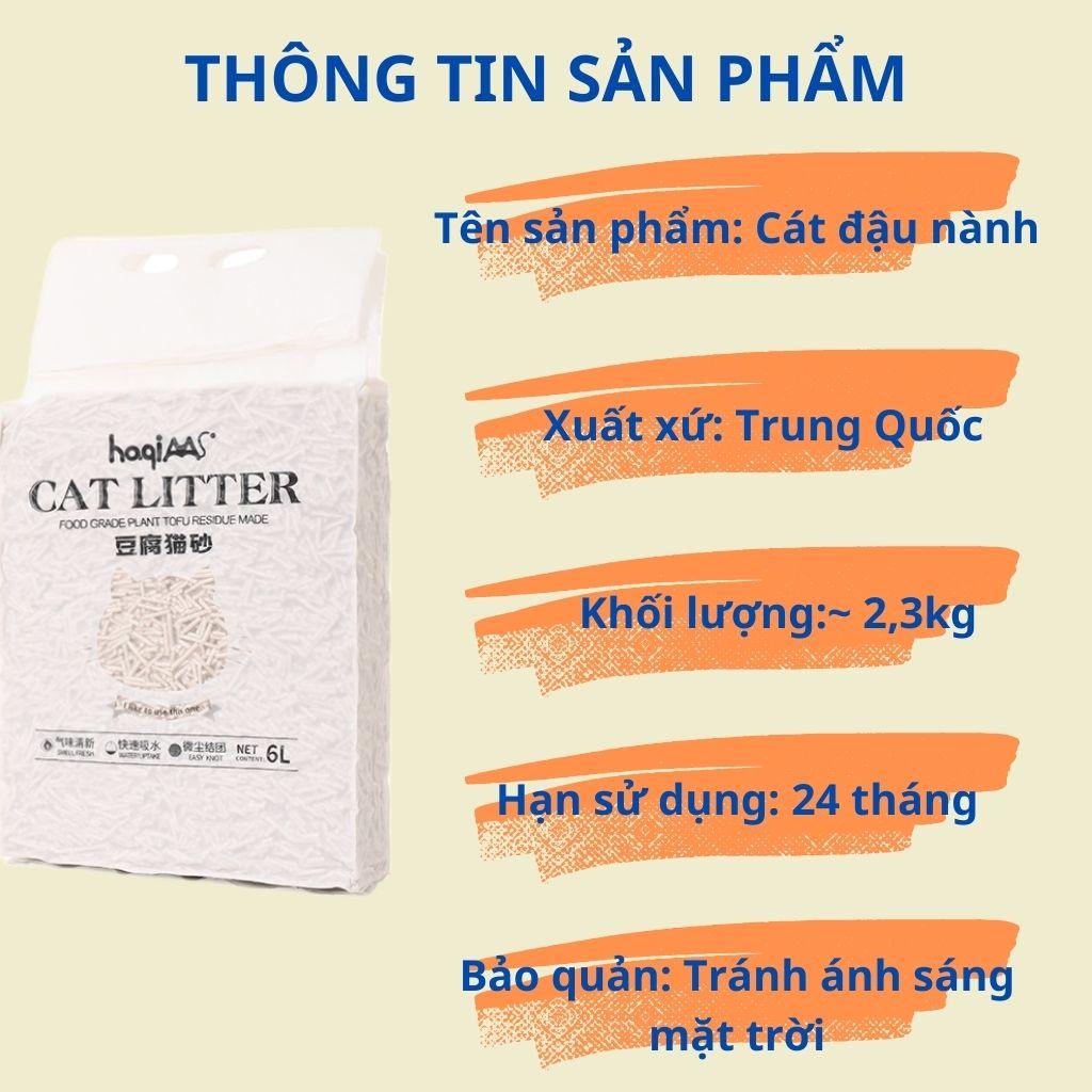 Cát đậu nành TOFU CAT LITTER 6L siêu vón cục, sạch sẽ cho chó mèo - Gói 2,3kg