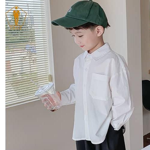 Áo sơ mi TRAZ trắng tinh khiết sang trọng cho bé trai và gái 9-45kg