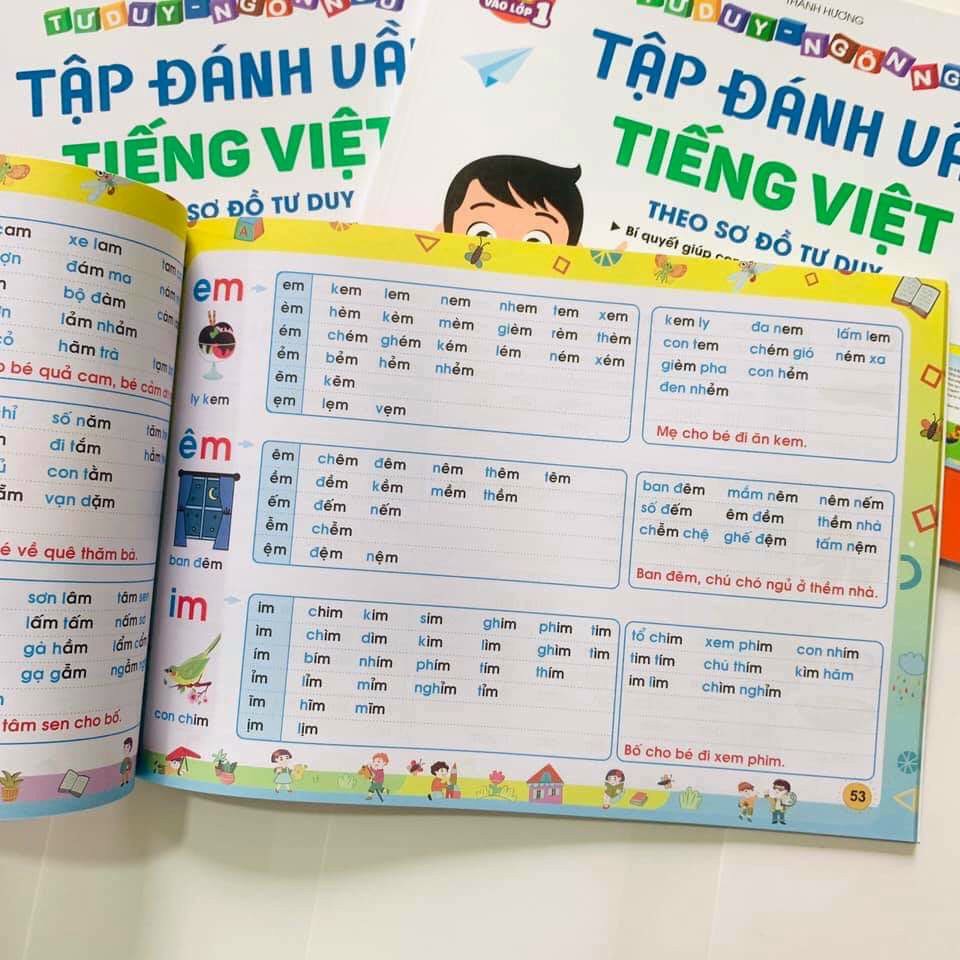 Combo Vở Tập Đánh Vần Tiếng Việt phiên bản mới nhất 2021 + 40 Thẻ Học Flashcard - Tặng 1c bút chì hoạt hình