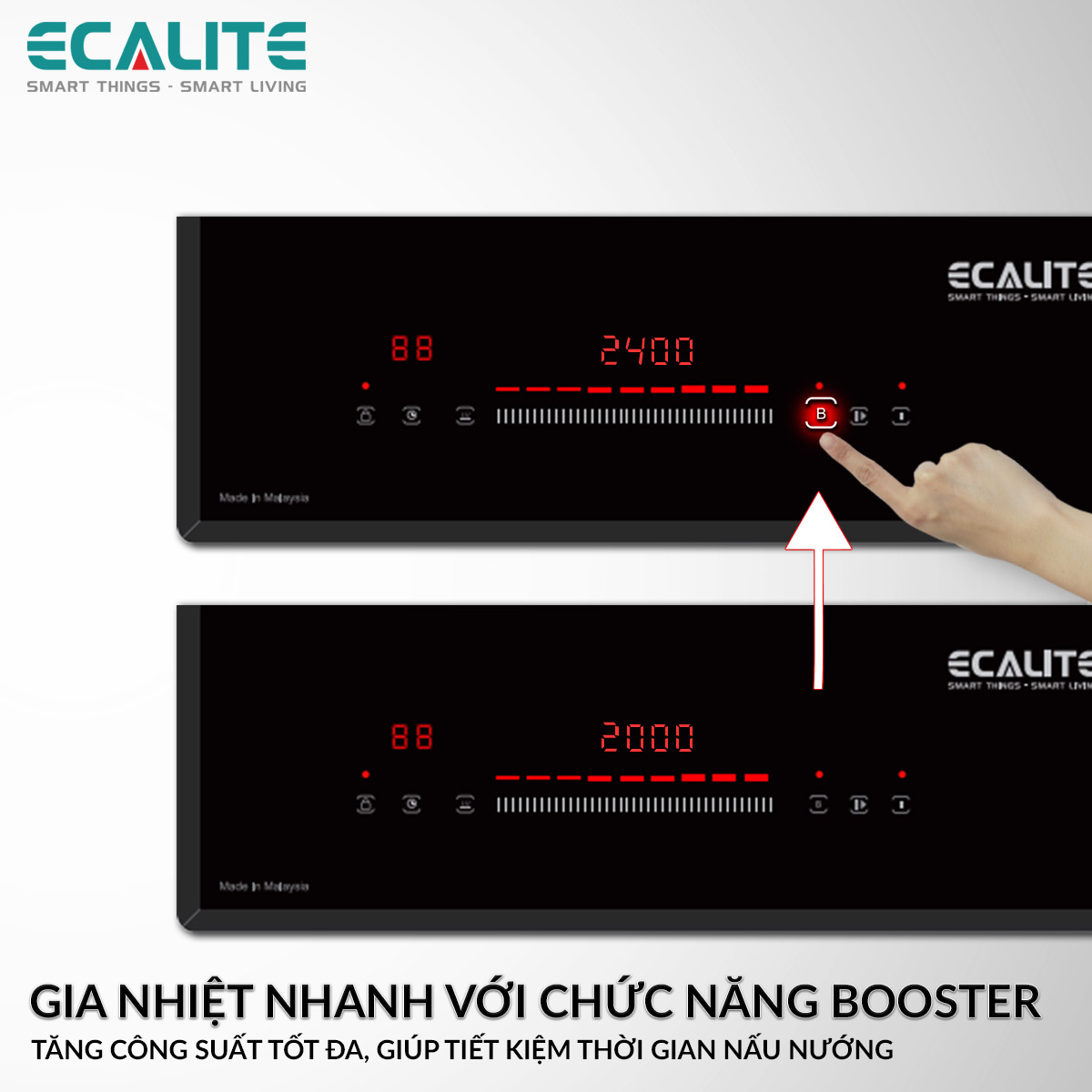 Bếp Từ 2 Vùng Nấu Ecalite EL-MS2999II - Điều Khiển Cảm Ứng - Màn Hình Hiển Thị Led - 9 Mức Công Suất - Chức Năng Hẹn Giờ - Hàng Chính Hãng