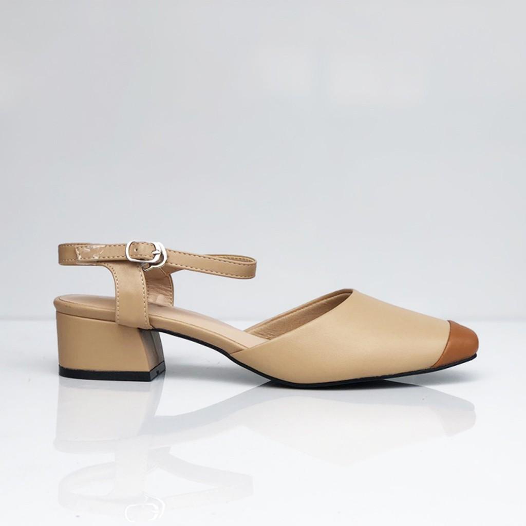 Sandal gót 3p phối mầu 21341