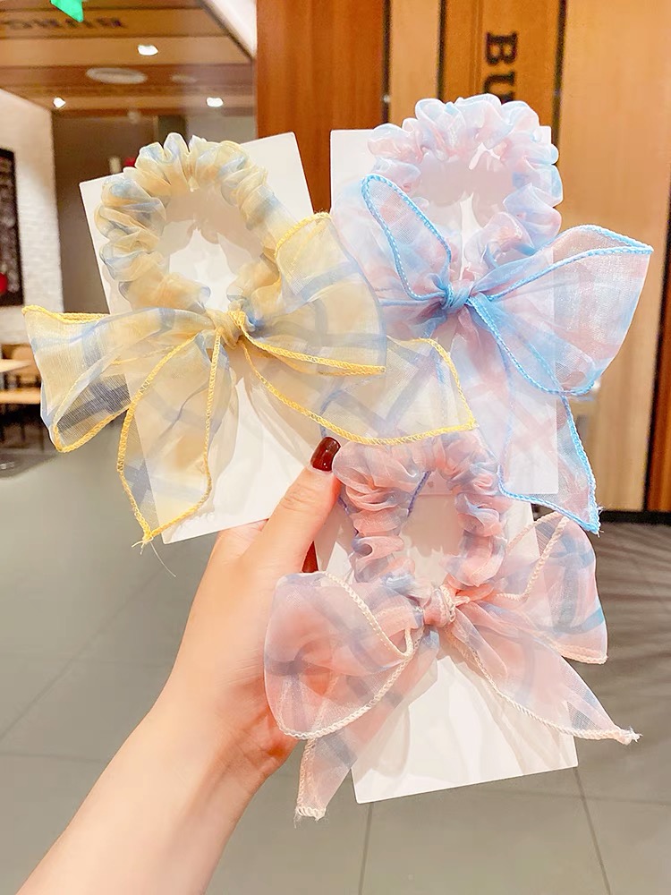 Dây cột tóc nơ hàn quốc - dây cột tóc scrunchies kẻ caro