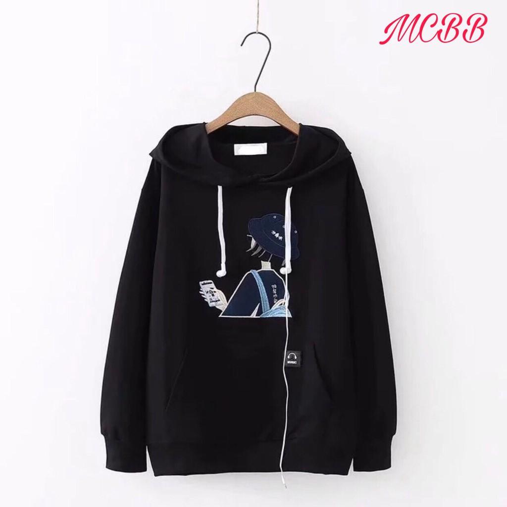 Áo hoodie tay dài cho bé và mẹ chất thun cotton xinh mát có 4 màu như hình