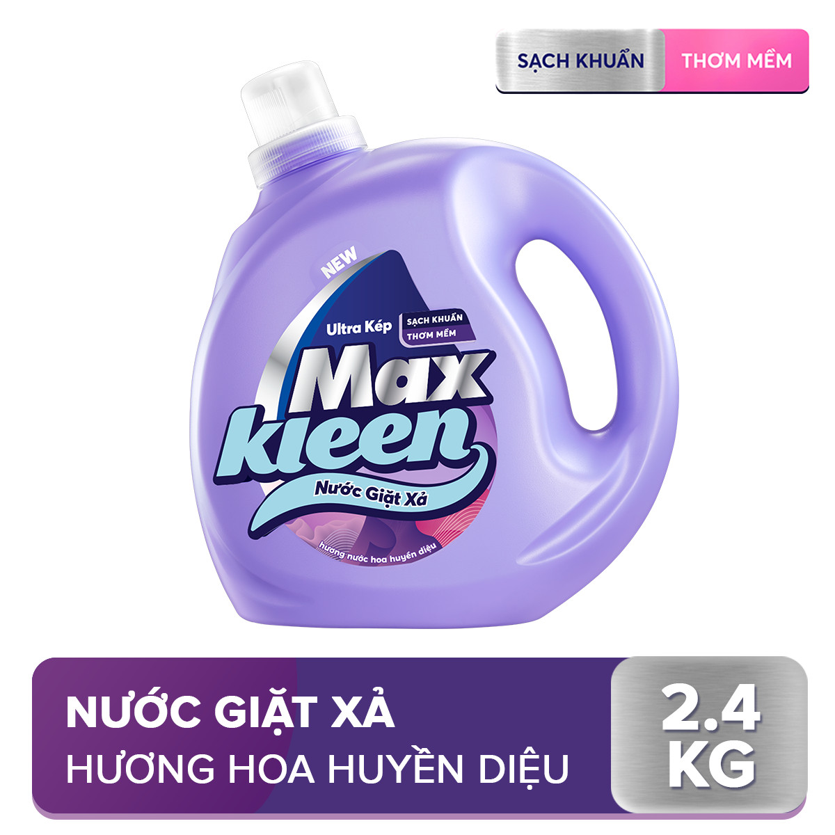 Chai Nước Giặt Xả Maxkleen Hương Huyền Diệu Sạch Khuẩn Thơm Mềm Tiện Lợi &amp; Tiết Kiệm 2.4KG