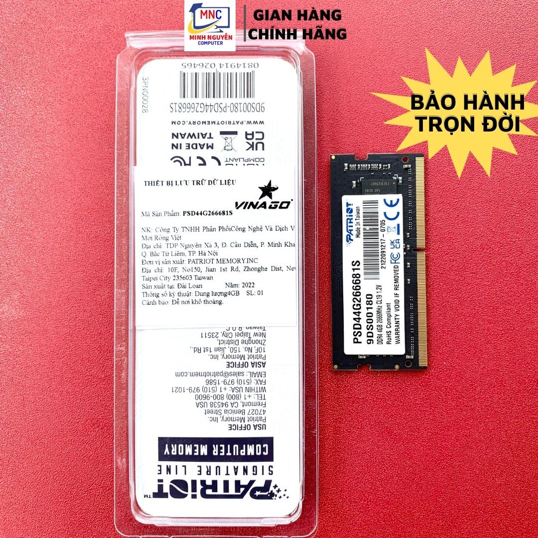 Ram DDR4 Laptop Patriot 8GB, 4GB Bus 2666 - Bảo Hành Trọn Đời - Hàng Chính Hãng