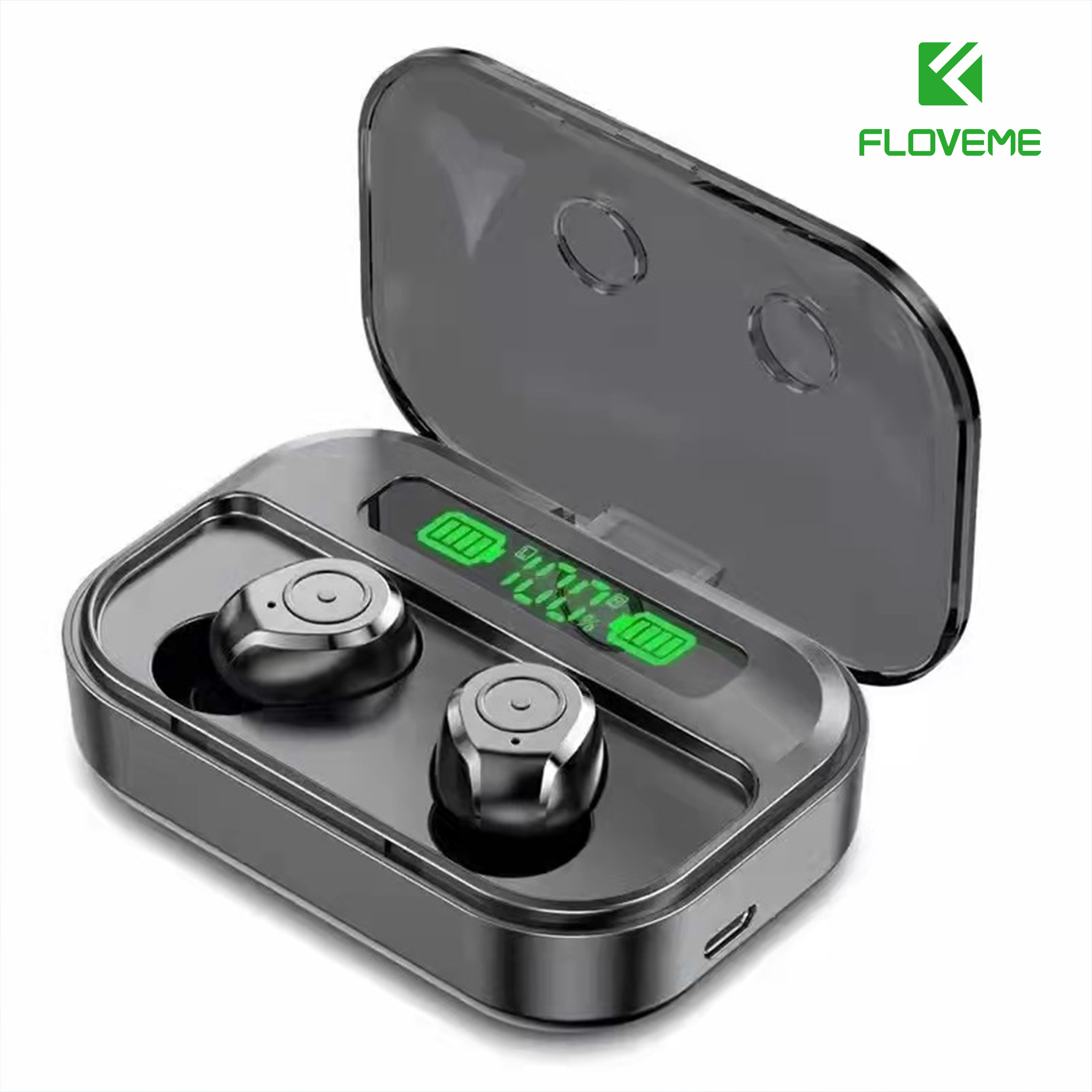 Tai nghe không dây FLOVEME TG02 TWS 5.0 Âm thanh nổi Bluetooth Tương thích nhét tai hai bên rảnh tay cho các cuộc gọi - Hiện thị pin điện tử - Hàng chính hãng