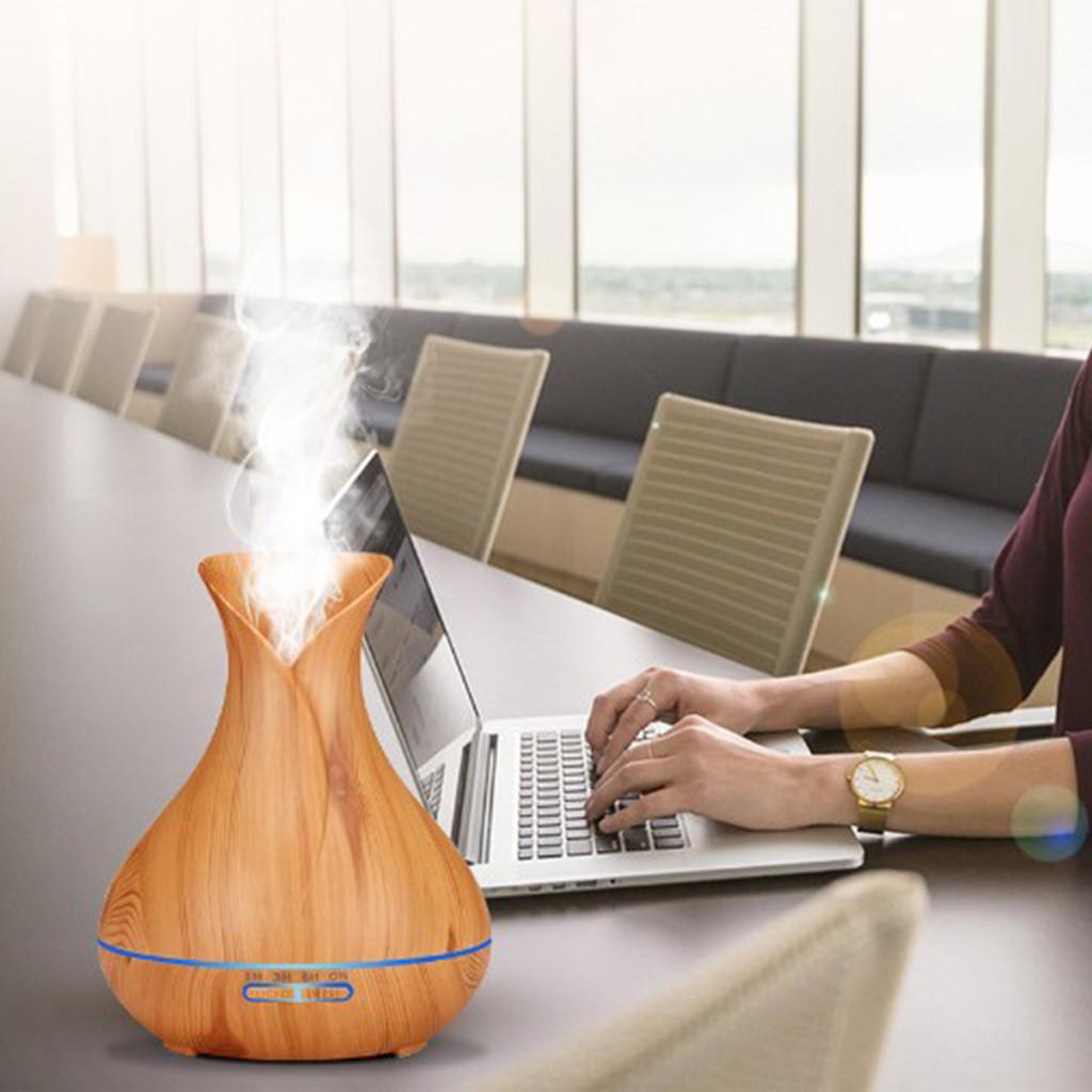 Wood Grain Air Humidifier Aroma Essential Oil Diffuser Office Home Decor