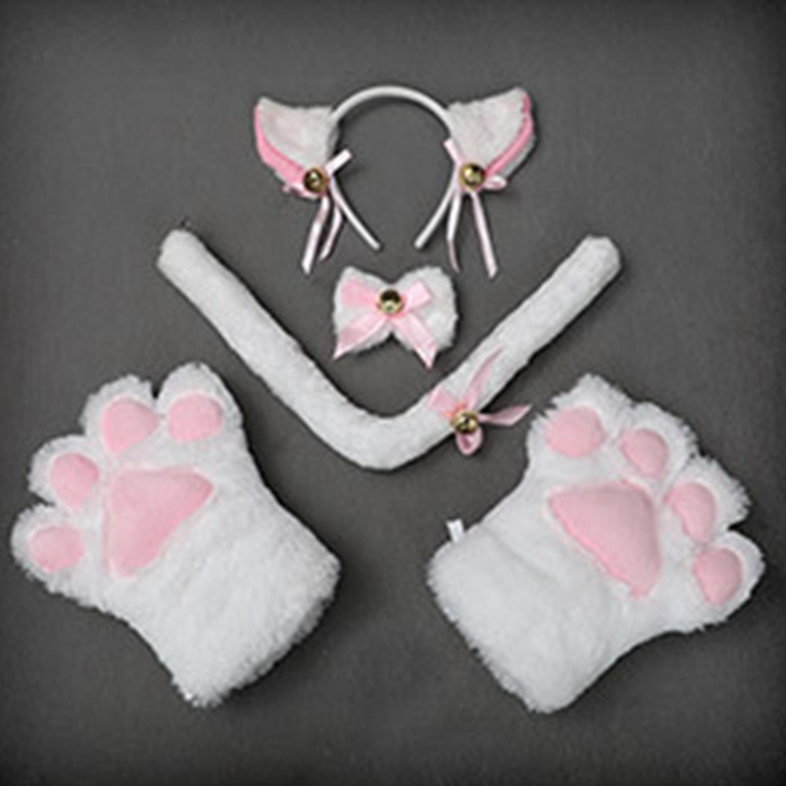 2Pcs Plush Fox Ears and Tail Set Faux Fur Long Tails Cosplay Party Prop