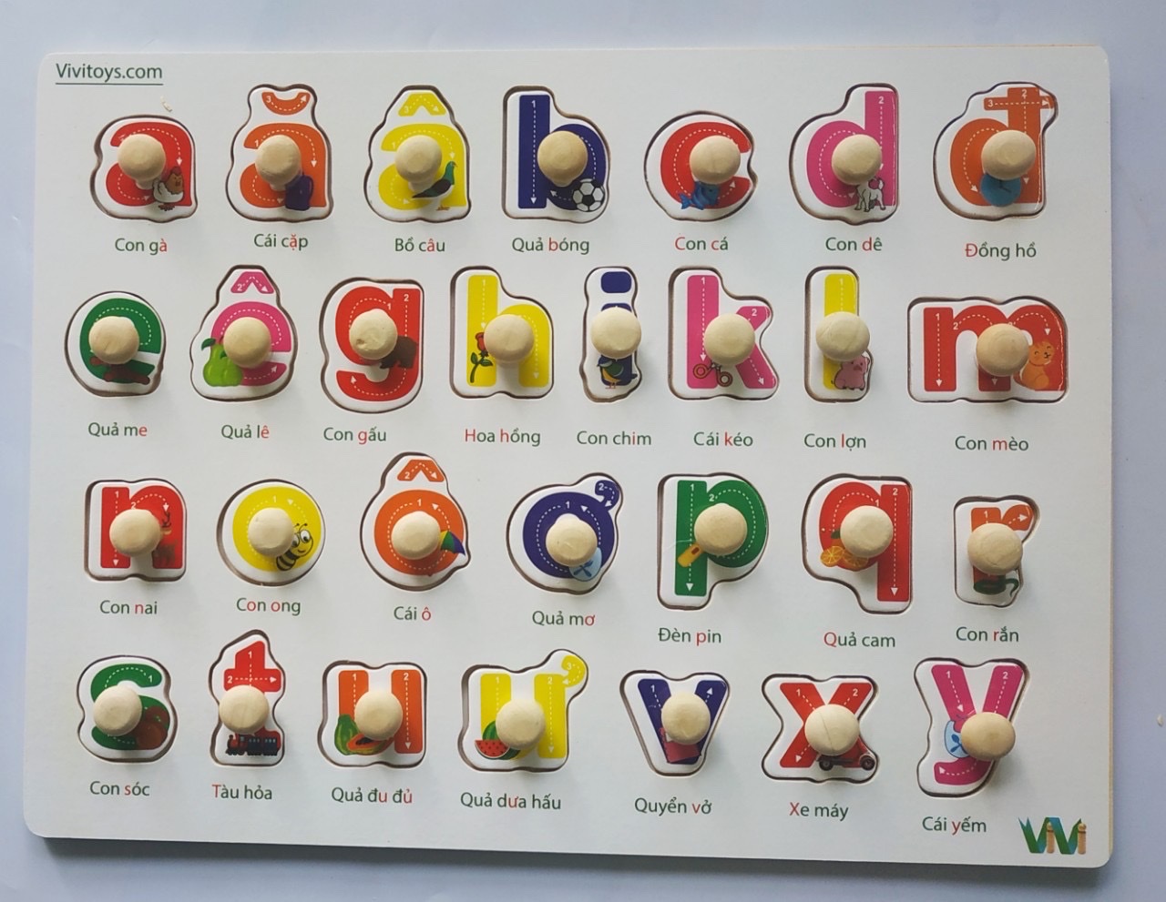 Bảng chữ cái tiếng việt in thường có núm và có dấu