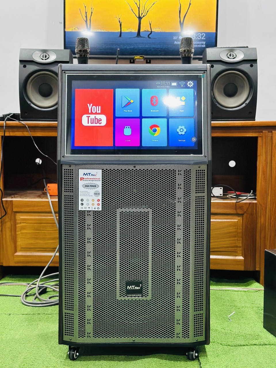Loa Màn Hình MTMAX T73S Bass40 Màn Hình 21inch Công suất 500W Đi Kèm Cặp Micro Sang Trọng Chống Hú Cao Cấp. HÀNG CHÍNH HÃNG