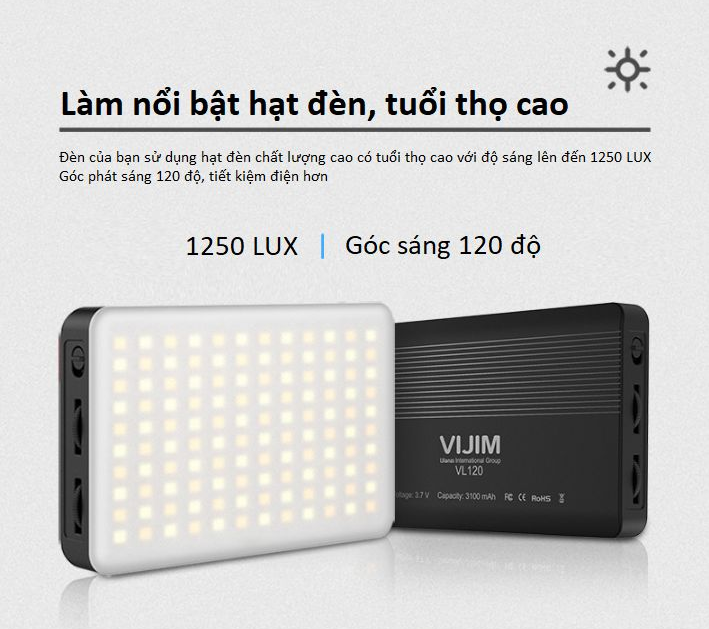 ĐÈN LED VIDEO ULANZI VIJIM VL120 BI-COLOR 3200K-6500K HÀNG CHÍNH HÃNG