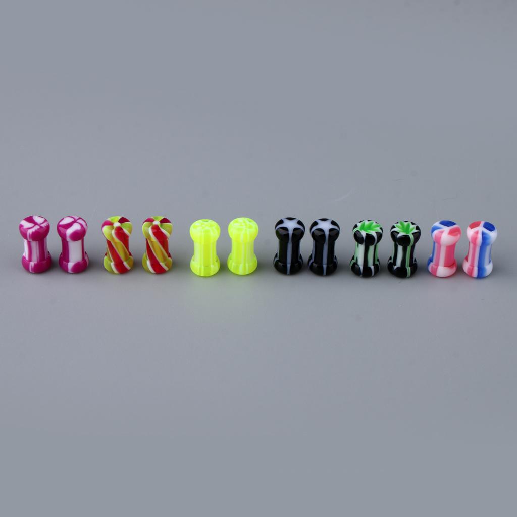 6 Pairs Colorful Acrylic Screw Fit Ear Tunnel Plugs Stretcher Expander