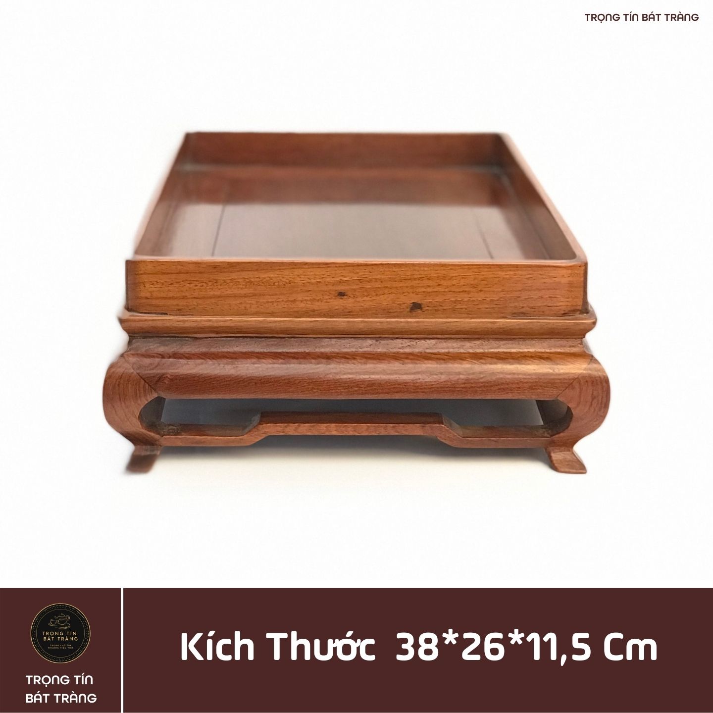 Khay Trà Gỗ Hương Hình Chữ Nhật Kích Thước 38*26*11,5 cm KT 83