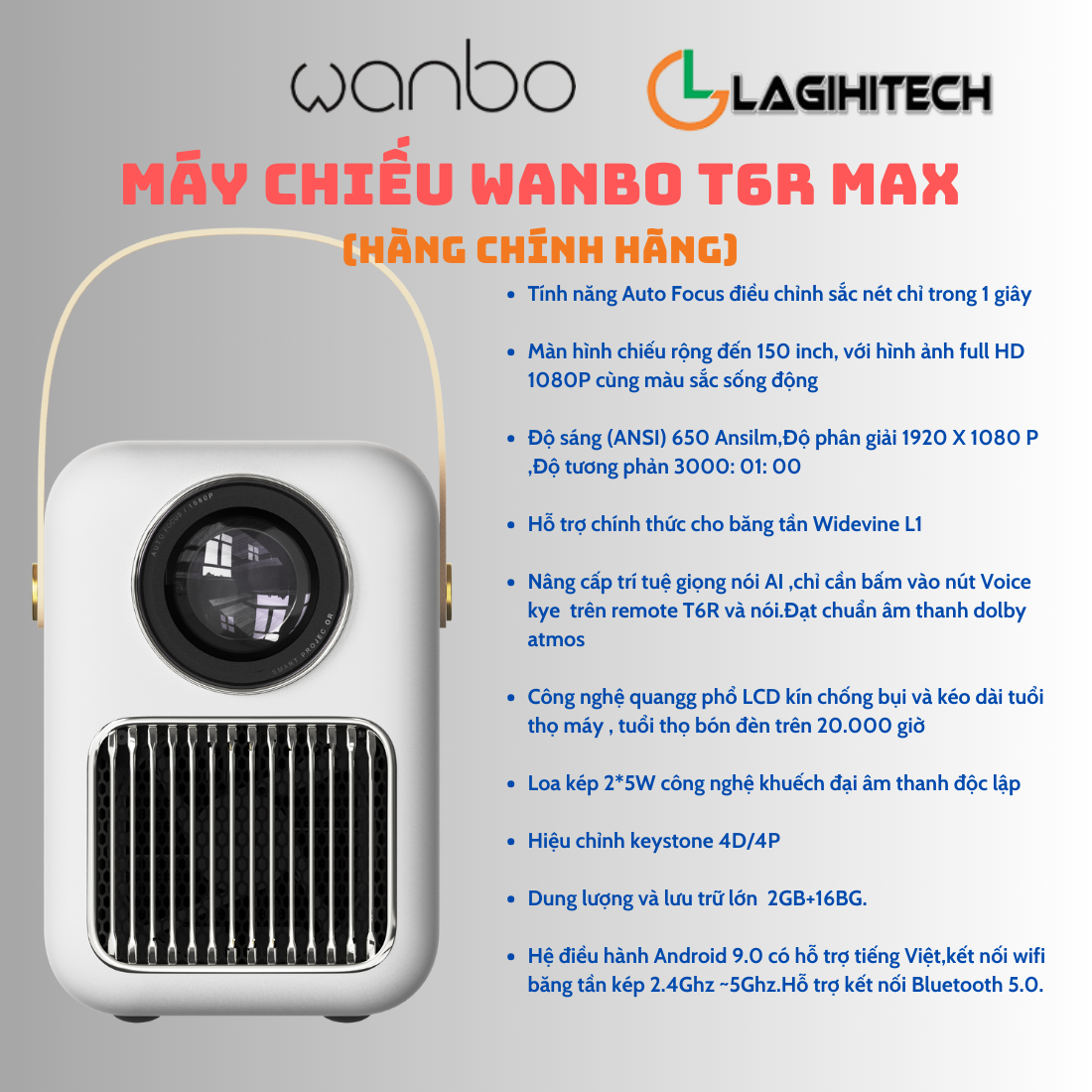 Máy Chiếu Wanbo T6R Max - Hàng Chính Hãng