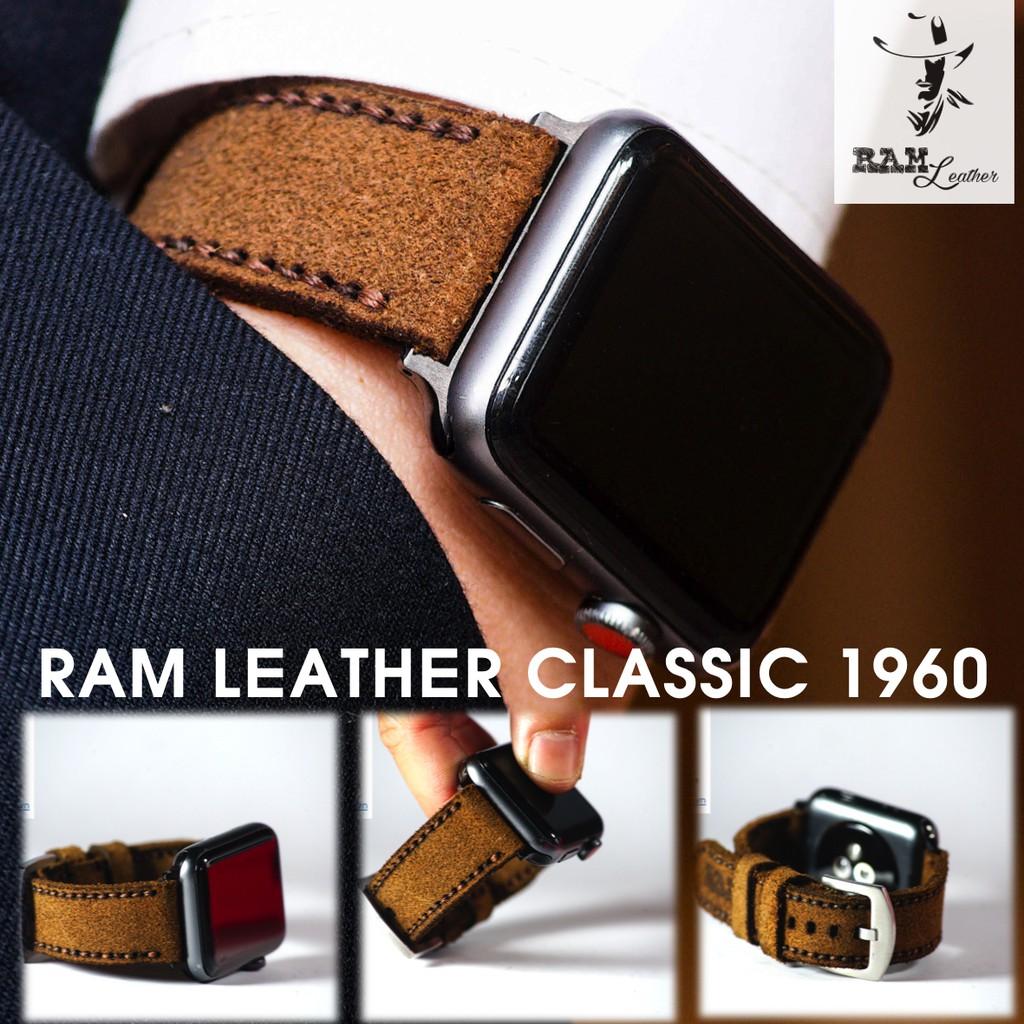 Dây đồng hồ RAM Leather cho apple watch da bò lộn nâu đậm - RAM classic 1960