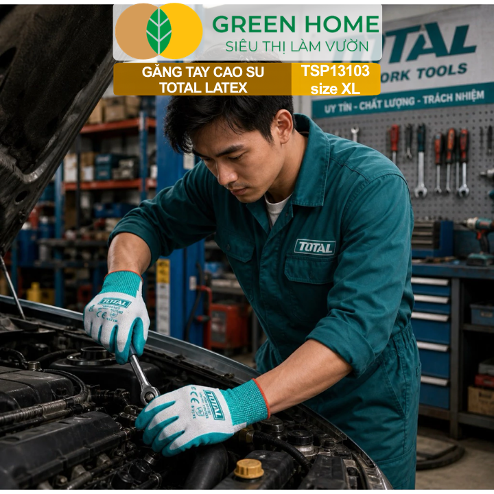 Găng Tay Cao Su Total TSP13103 GreenHome, Size XL – Làm Vườn, Chống Trơn Trượt, Bền Bỉ Cho Mọi Công Việc