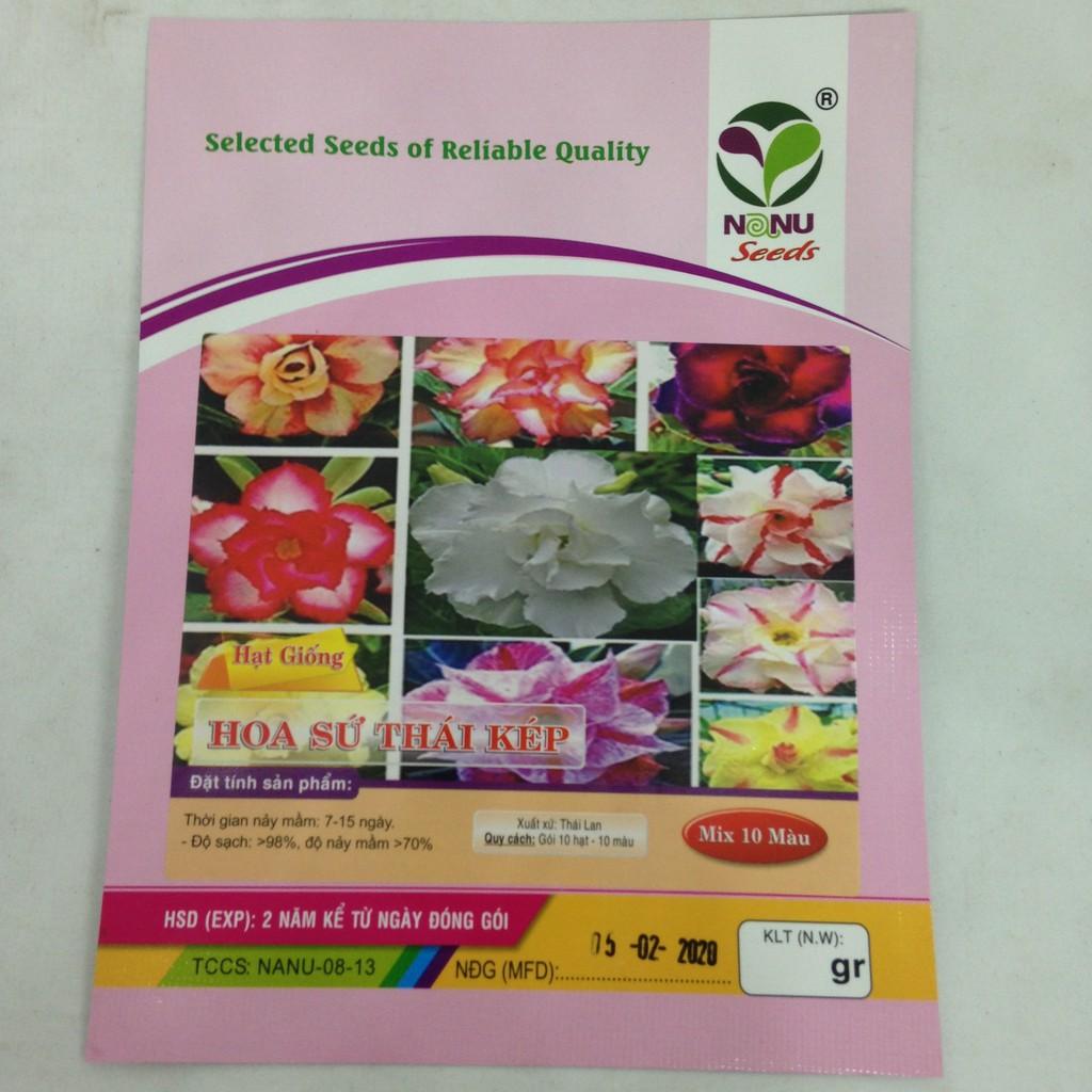 Gói 10 hạt giống hoa sứ Thái kép mix đủ 10 màu tặng 10 viên nén ươm hạt