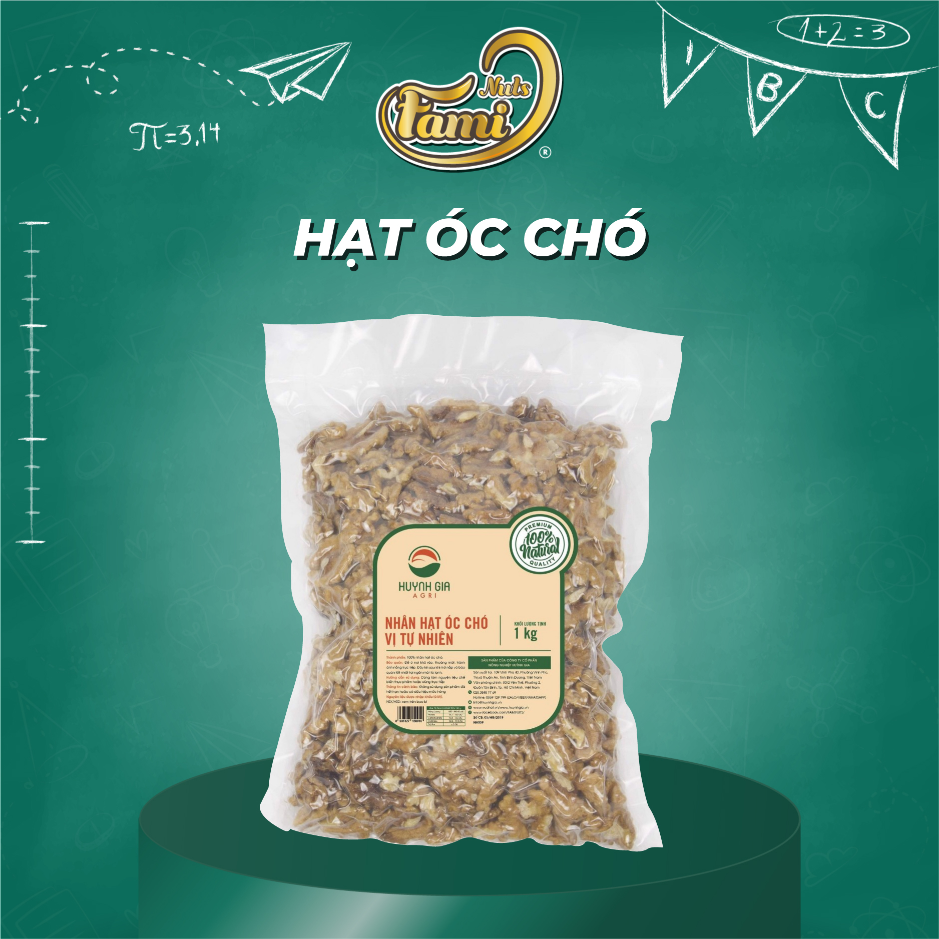 Nhân hạt óc chó FAMINUTS bịch 1kg, làm sữa, làm bánh, làm kẹo