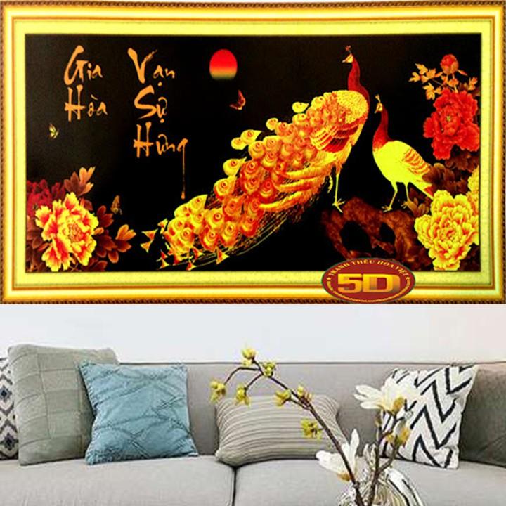 Tranh thêu công vàng gia hòa vạn sự hưng 222556 - kích thước: 134 * 59cm.