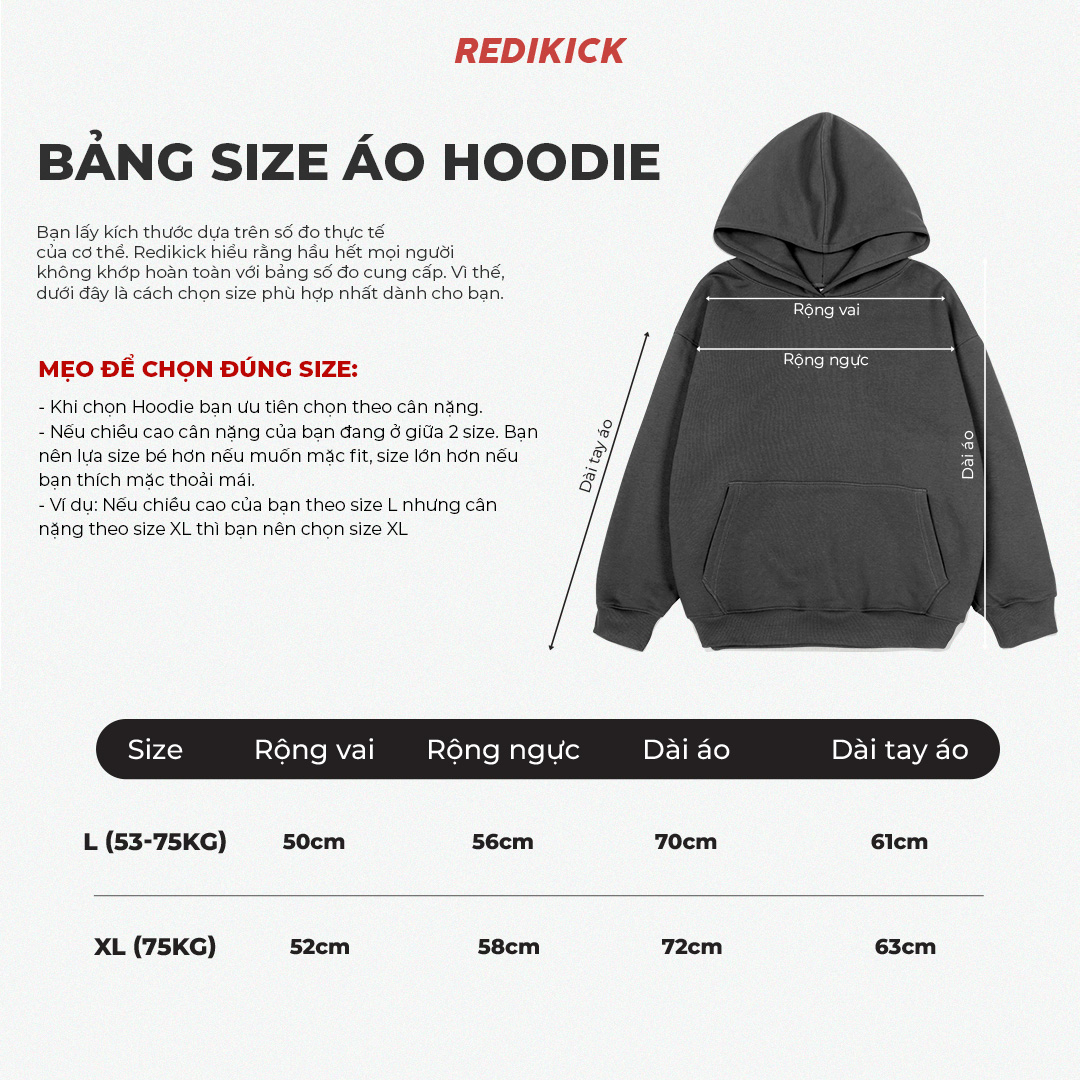 Áo Hoodie Redikick Signature nỉ bông Unisex dày dặn chơi bóng rổ tennis tập gym chạy bộ - A23024