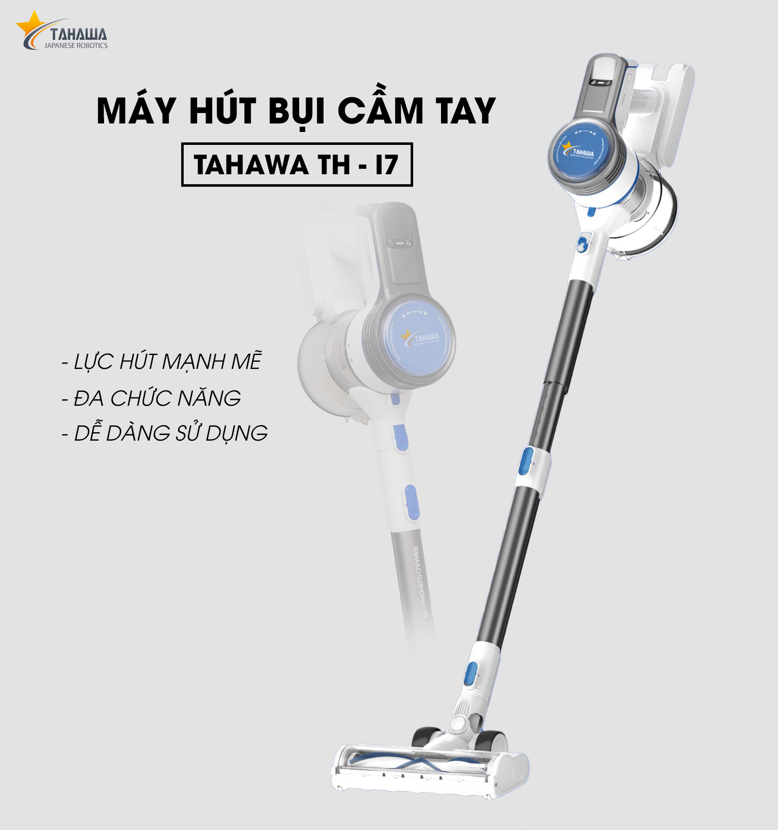 Máy hút bụi cầm tay TAHAWA TH-I7- Lực hút: 22000Pa- Pin: 2200mAh - Máy hút bụi đa năng, có nhiều đầu hút  - Bảo hành chính hãng 24 tháng, 1 đổi 1 trong 30 ngày. Hàng nhập khẩu chính hãng