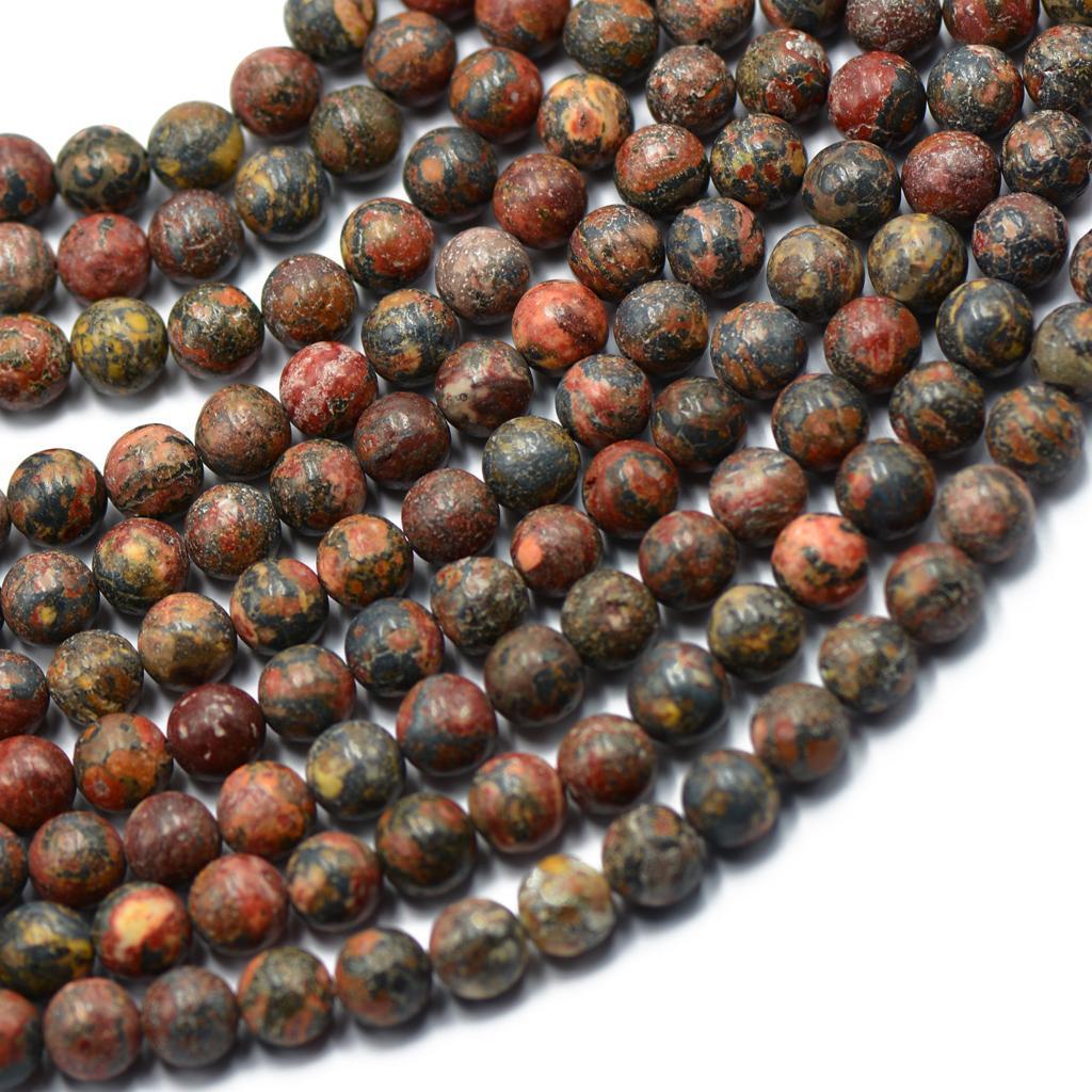 8mm Natural Red Leopardskin Jewelry Making Beads Round Strand 15