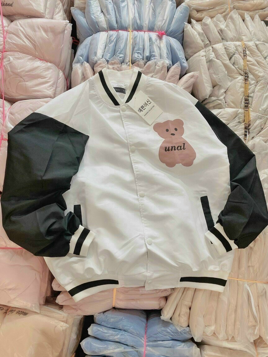 Áo khoác dù BOMBER nam nữ unisex THÊU GẤU cao cấp (dù 2 lớp có ảnh thật)