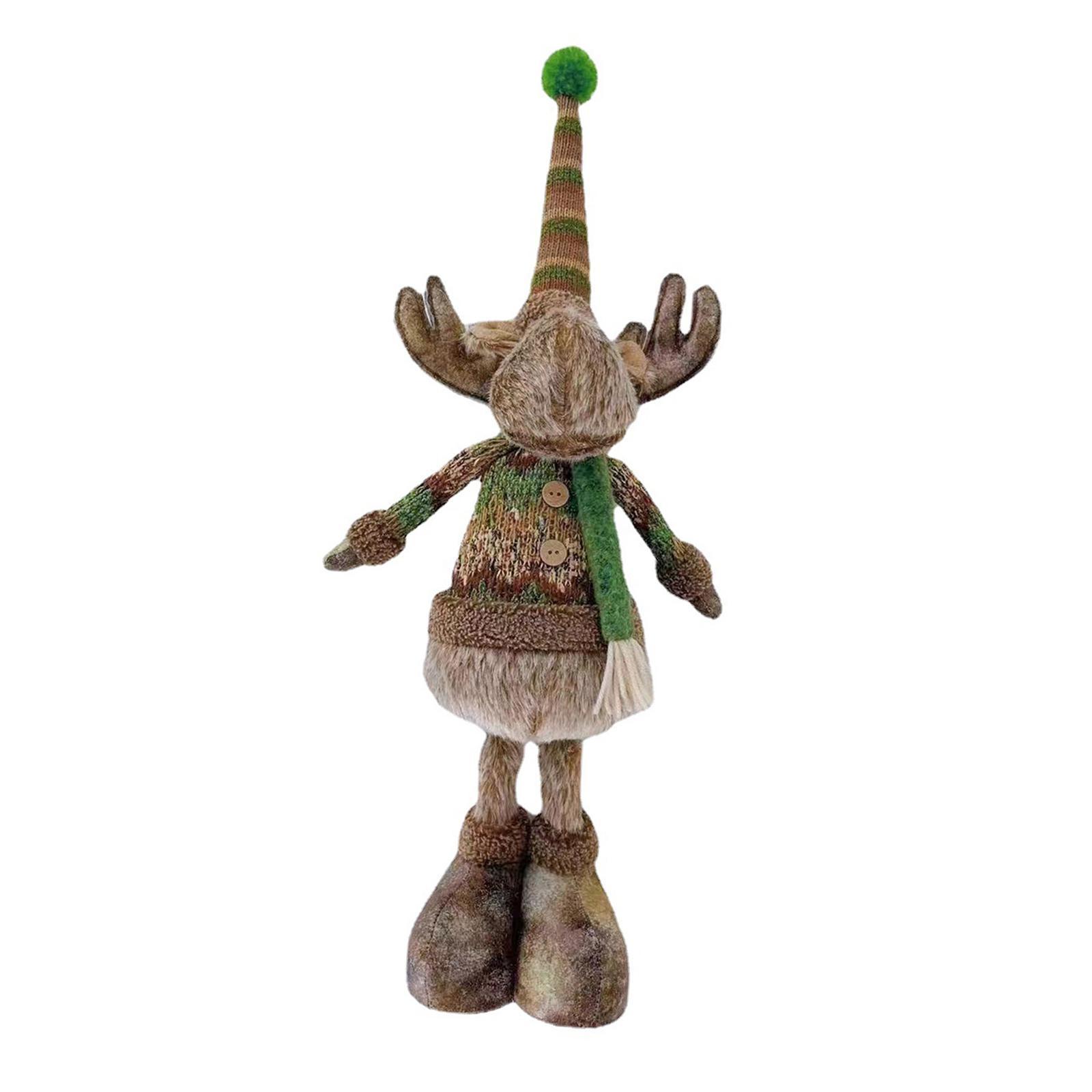 Christmas Reindeer Plush Toy Standing Doll Statue Stuffed Animal Hanging Sculpture for Bedroom Farmhouse Decoration