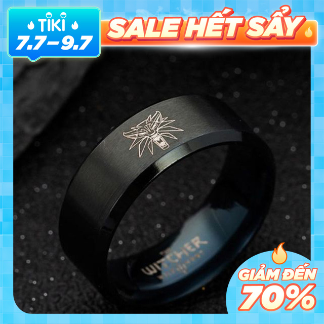 Nhẫn titanium không đen khắc hình Phim Thợ săn quái vật Witcher BHN100