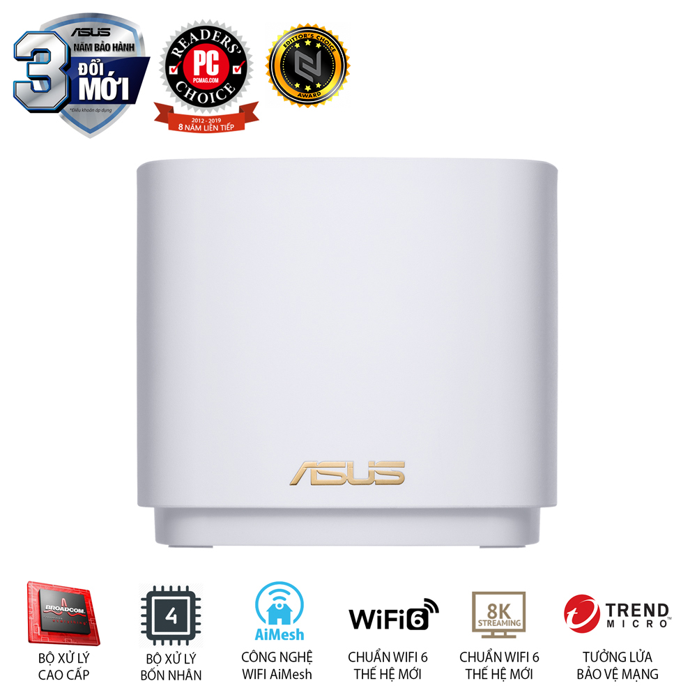 Hệ thống MESH WI-FI 6 ASUS XD4 (W-2-PK) Mini ZenWiFi AX1800 Băng Tần Kép - Hàng Chính Hãng