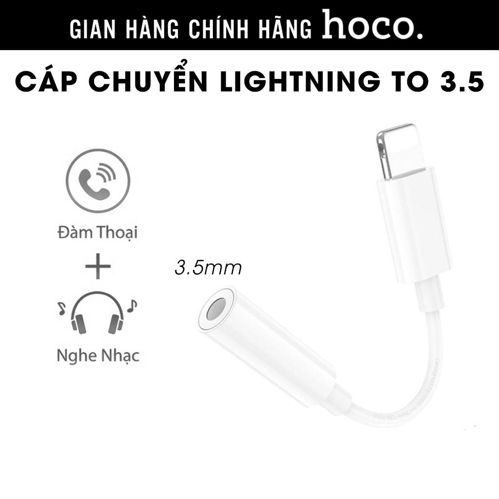 Cổng chuyển đổi Hoco LS34 từ cổng I.p to 3.5mm, hàng chính hãng hỗ trợ vừa nghe nhạc vừa mic đàm thoại dành cho Ip10/11/12/13/14