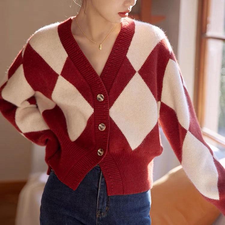 Áo len dệt kim cardigan dáng ngắn nhỏ Hadu shop