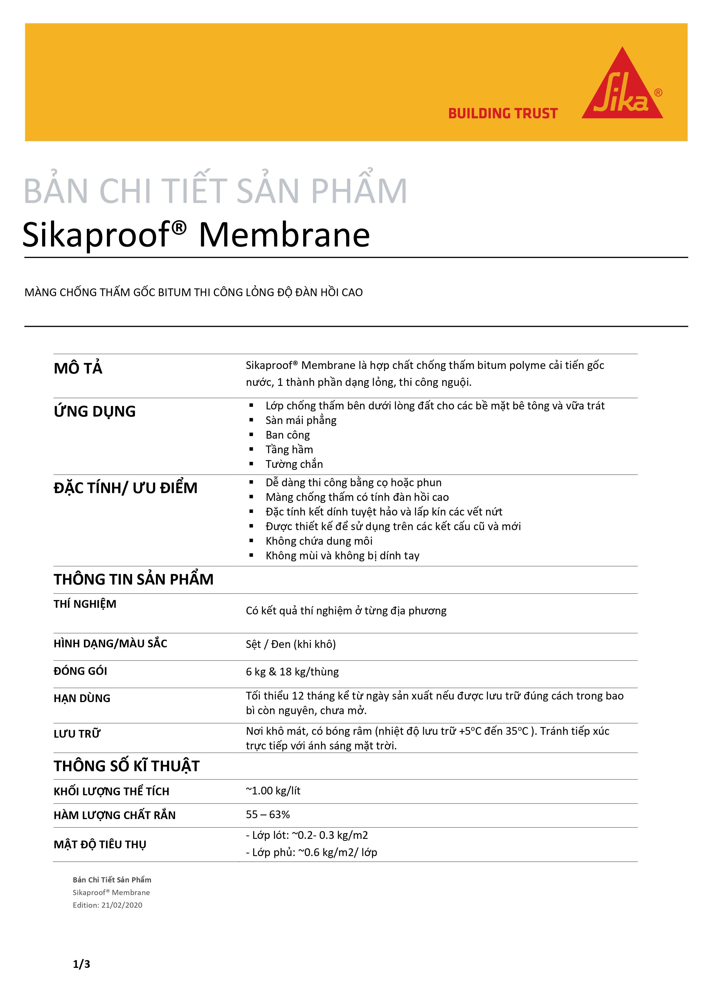 Chống thấm nhựa đường cho tầng hầm, sân thượng - Sikaproof Membrane
