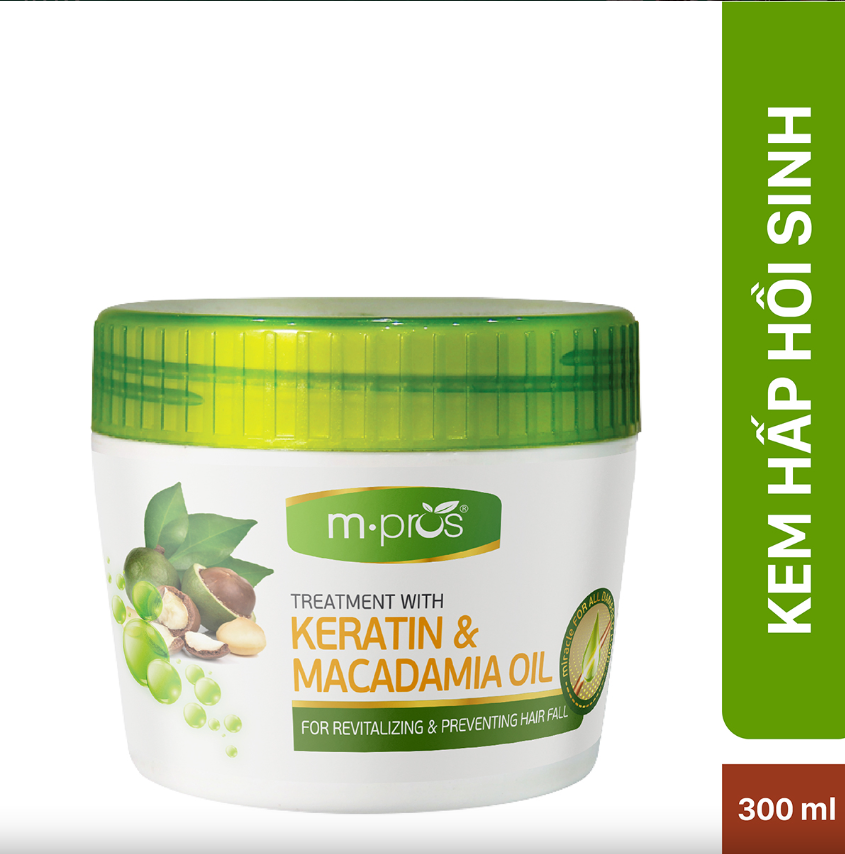 Kem Hấp Hồi Sinh Keratin &amp; Macadamia Oil Ngừa Rụng Tóc M.PROS 300ml
