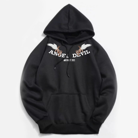 Hoodie Đen Nam Nữ Form Rộng Devil Angel Mẫu Mới Đẹp Nhất