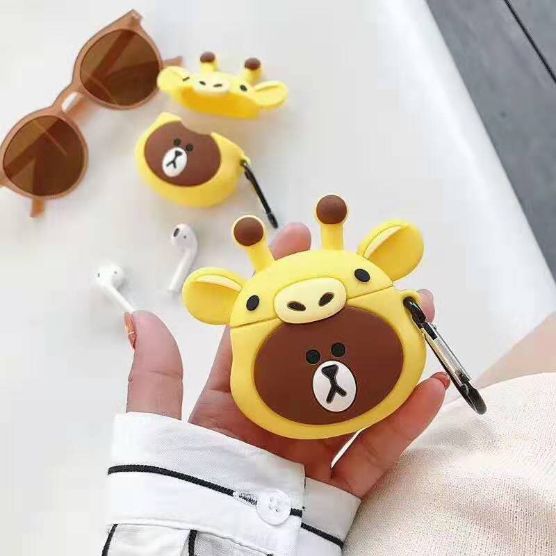 Vỏ bảo vệ bao đựng tai nghe case dành cho airpod 1/2 hình Gấu Brown Siêu Dễ Thương