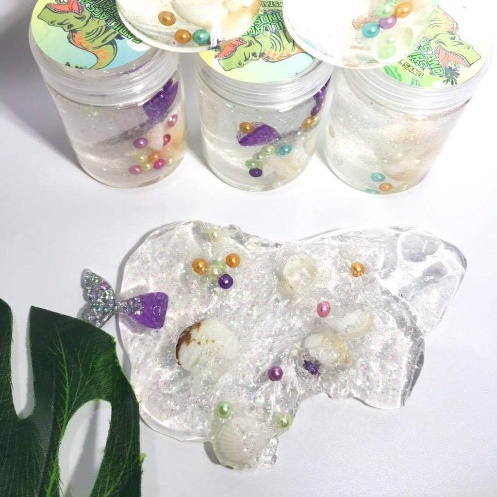 CLEAR Slime dẻo bóng mềm mịn charm vỏ sò NG0C TRAI màu cực đẹp Đồ chơi hũ slam chất nhờn ma quái squishy