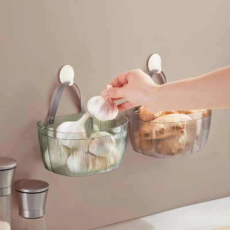 HỘP NHỰA TRONG SUỐT ĐỰNG HÀNH TỎI TREO TƯỜNG, DÁN TƯỜNG TIỆN LỢI