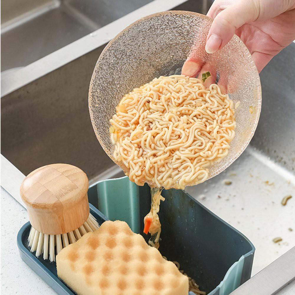 Rổ khay giỏ lọc gấp gọn K3 đựng rác đồ ăn thức ăn thừa treo bồn rửa bát rửa chén bằng nhựa gấp gọn thông minh