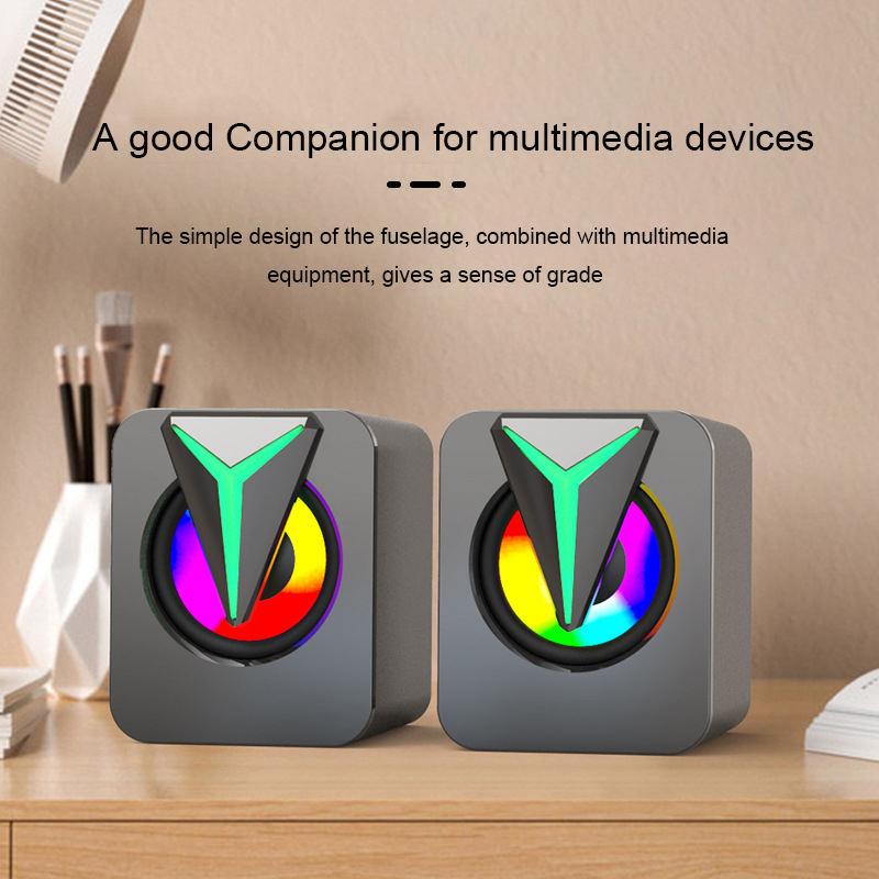 Loa máy tính Pc Sound Box HiFi Stereo Micrô USB có dây Caixa de Som với đèn LED cho máy tính để bàn Subwa -loa siêu trầm màu mới: Đen