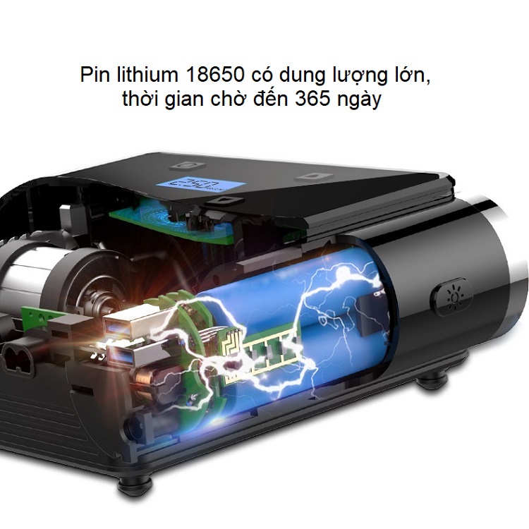 Dụng cụ kiểm tra bánh xe hơi kiêm bơm lốp, sạc dự phòng di động đa năng cao cấp A03 (Tặng quạt nhựa mini cắm cổng USB- giao màu ngẫu nhiên)