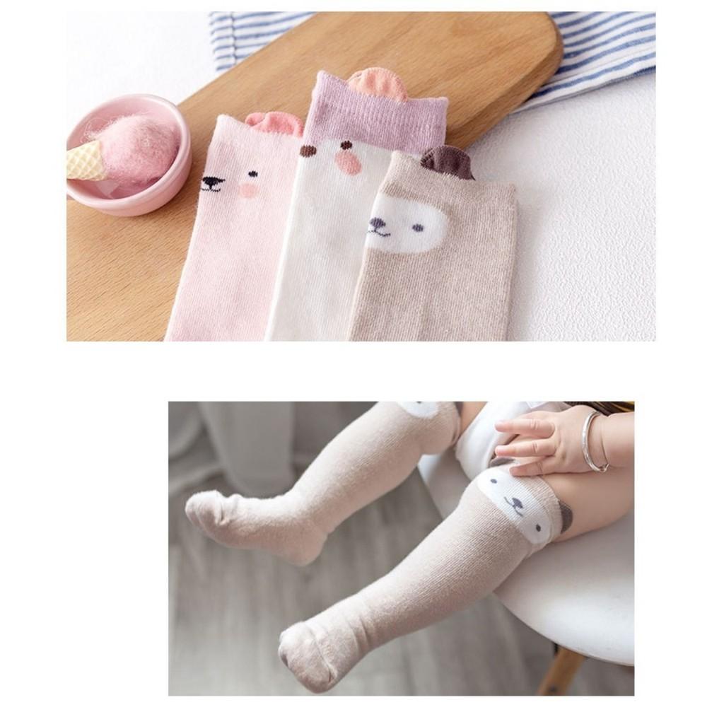 Set 3 đôi tất cao cổ kéo đến đầu gối cho bé từ 0 tháng đến 3 tuổi chất cotton mềm mịn