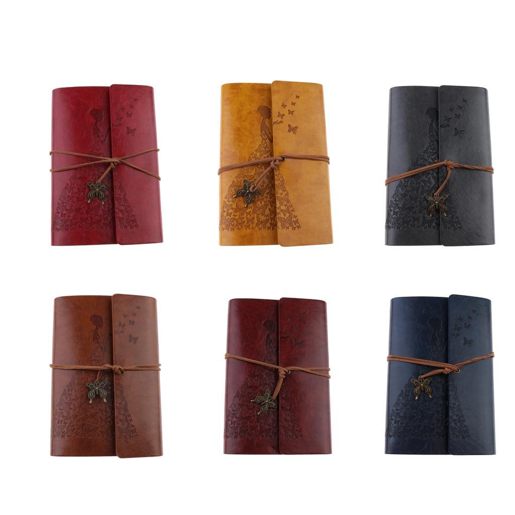 Leather Journal Notebook Portable Loose Leaf Blank Notebook  Yellow