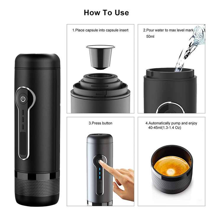 Máy pha cà phê dùng pin cầm tay Biolomix GC-CP010 Tương thích với viên nén Nespresso nhỏ gọn - HÀNG NHẬP KHẨU