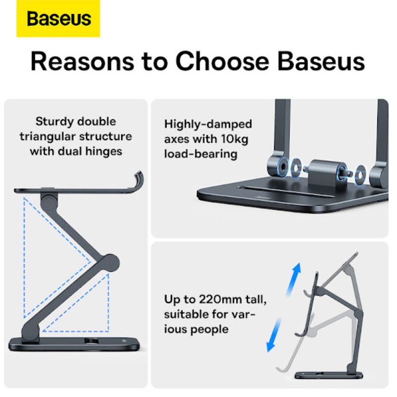 Đế giữ điện thoại/ Ipad Baseus Desktop Biaxial Foldable Metal Stand LUSZ- Hàng chính hãng