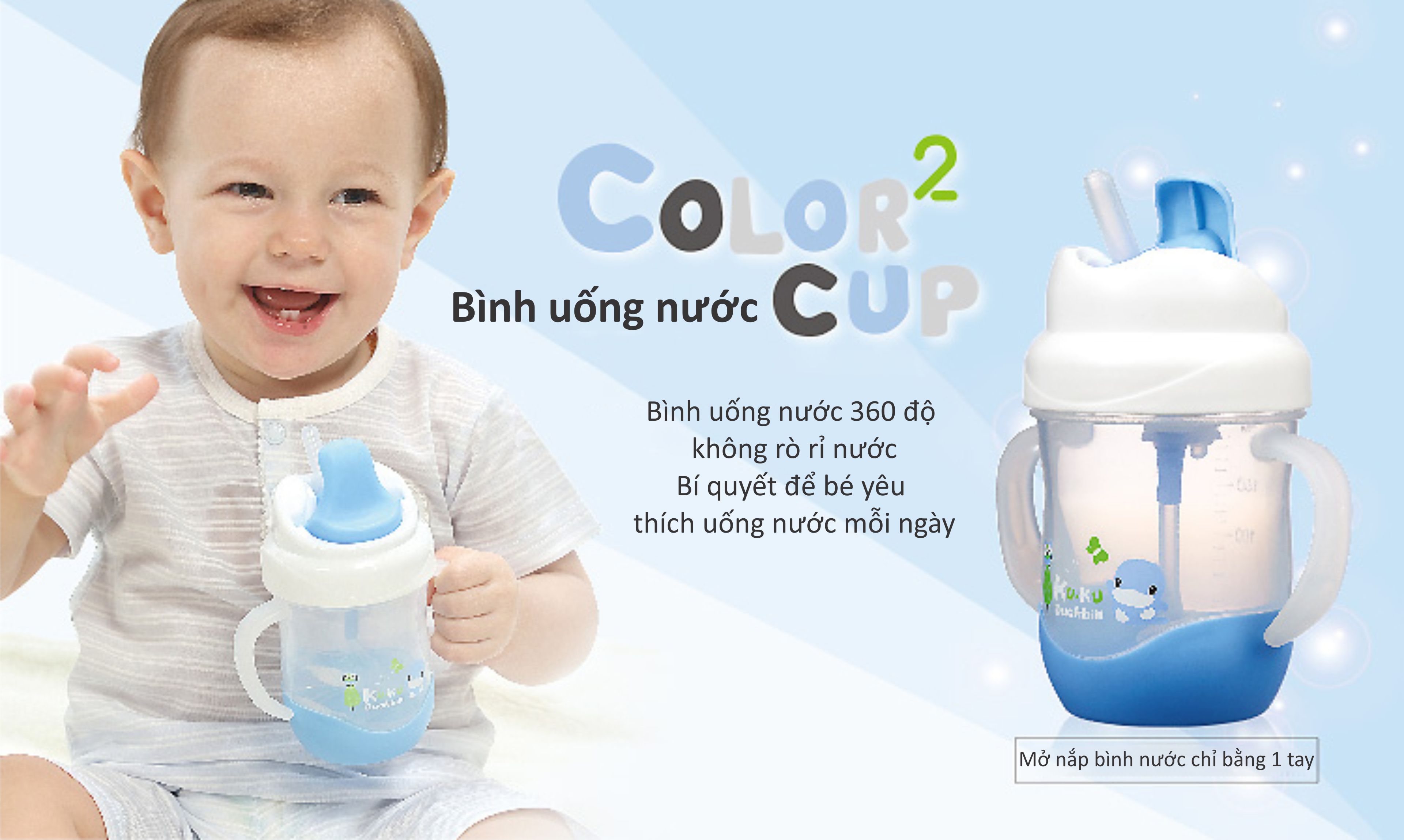 BÌNH UỐNG NƯỚC ỐNG HÚT CÓ TAY CẦM 200ML BẰNG NHỰA PP KUKU - KU5472