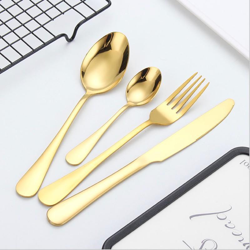 Gold Stainless Steel Bộ Dụng Cụ dao muỗng nĩa ăn sang trọng cho gia đình