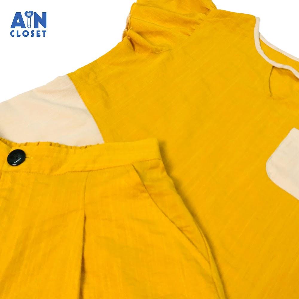 Bộ quần áo ngắn cho mẹ Vàng be đũi xước - AICDMEZVHZ51 - AIN Closet